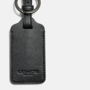 COACH LEATHER LUGGAGE BAG TAG BLACK AND SILVER GUN METAL NWOT UNISEX